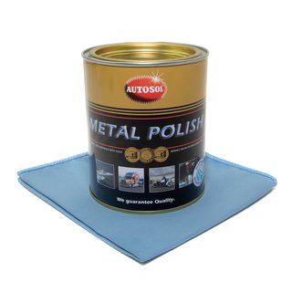 Noble chrome gloss metal polish Autosol 01 001100 750 ml can + Microfiber Polishingcloth