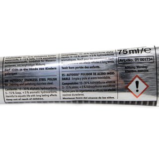 Edelstahl Politur Metallpolitur Autosol 01 001734 75 ml Tube + Mikrofasertuch