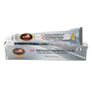M1 Politur fr verchromte Kunststoffe Autosol 01 001910 75 ml Tube + Mikrofasertuch