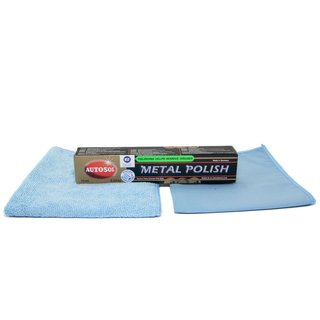 Noble chrome gloss metal polish Autosol 01 001000 75 ml tube + Microfibercloth + Polishcloth