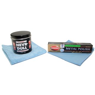 Metal polish set Autosol + Nevr Dull + Microfibercloth + Polishcl