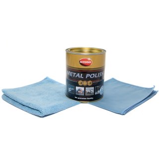 Noble chrome gloss metal polish Autosol 01 001100 750 ml can + Microfibercloth + Polishcloth