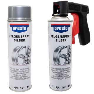 Rimspray silver Rimsilver lacquerspray Presto 428924 2 X 500 ml with Pistolgrip