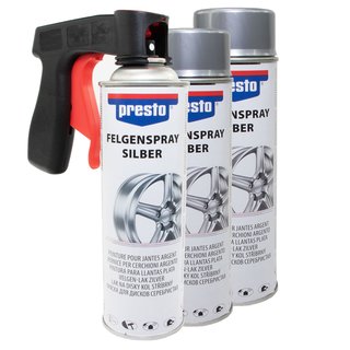 Rimspray silver Rimsilver lacquerspray Presto 428924 3 X 500 ml with Pistolgrip