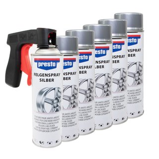 Rimspray silver Rimsilver lacquerspray Presto 428924 6 X 500 ml with Pistolgrip