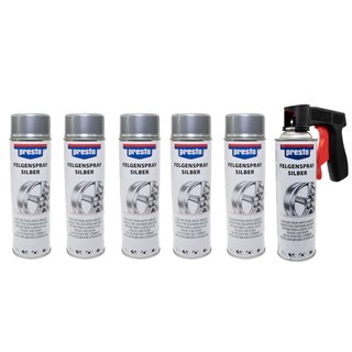 Rimspray silver Rimsilver lacquerspray Presto 428924 6 X 500 ml with Pistolgrip