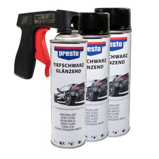 Rimspray Black Gloss Rimblack Rally Spray Paintspray Presto 428948 3 X 500 ml with Pistolgrip