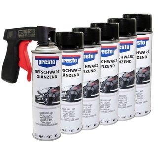 Rimspray Black Gloss Rimblack Rally Spray Paintspray Presto 428948 6 X 500 ml with Pistolgrip