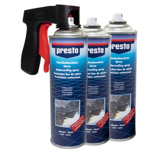 Underbodyprotection stonechip spray black Presto 306017 3 X 500 ml with pistolgrip