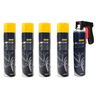 Unterbodenschutz Anticor Spray 9919 MANNOL 5 X 650 ml mit Pistolengriff