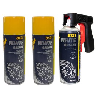 Kettenspray White Grease Sprhfett Mannol 8121 3 X 450 ml mit Pistolengriff