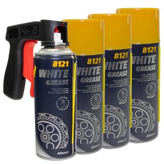 Kettenspray White Grease Sprhfett Mannol 8121 4 X 450 ml mit Pistolengriff