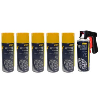 Kettenspray White Grease Sprhfett Mannol 8121 6 X 450 ml mit Pistolengriff
