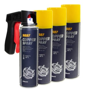 Kupfer Paste Spray Cooper Spray MANNOL 9887 4 X 250 ml mit Pistolengriff