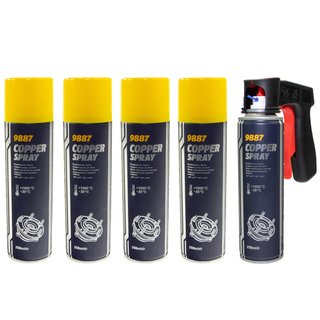 Kupfer Paste Spray Cooper Spray MANNOL 9887 5 X 250 ml mit Pistolengriff
