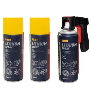 Lithium Spray Lithium Grease MANNOL 9881 3 X 400 ml with pistolgrip