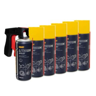 Lithium Spray Lithium Grease MANNOL 9881 6 X 400 ml with pistolgrip