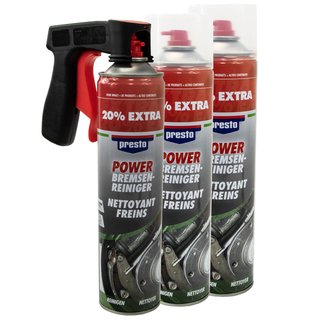 Bremsenreiniger Power Teilereiniger Spray Presto 307287 3 X 600 ml mit Pistolengriff
