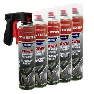 Brake Cleaner Power Parts Cleaner Spray Presto 307287 5 X 600 ml with pistolgrip