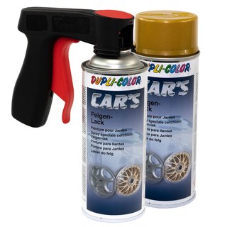 Felgenlack Lack Spray Cars Dupli Color 385902 Gold 2 X 400 ml mit Pistolengriff