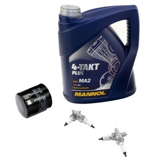 Mainteance package oil 4L + oil filter + spark plugs