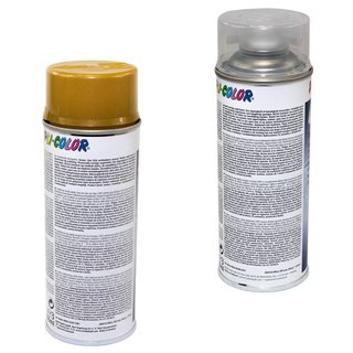 Rim Lacquer Spray Cars Dupli Color 385902 gold 400 ml + clear lacquer 385858 400 ml
