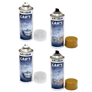 Rim Lacquer Spray Cars Dupli Color 385902 gold 2 X 400 ml + clear lacquer 385858 2 X 400 ml with Pistolgrip