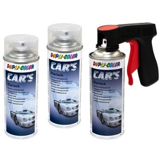 Klarlack Lack Spray Cars Dupli Color 385858 glnzend 3 X 400 ml mit Pistolengriff