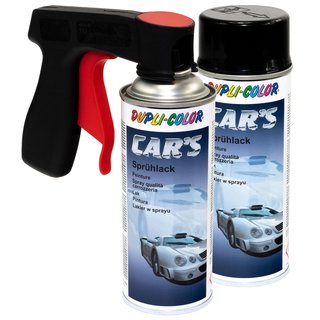 Spraypaint spraycan spray paint Cars Dupli Color 385865 black glossy 2 X 400 ml with Pistolgrip