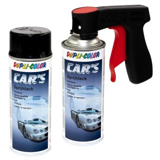 Spraypaint spraycan spray paint Cars Dupli Color 385865 black glossy 2 X 400 ml with Pistolgrip