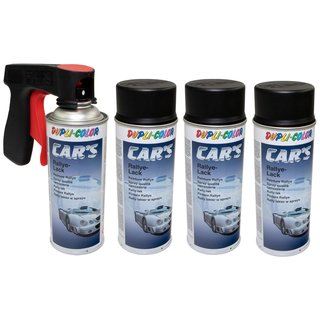 Spraypaint spraycan spraypaint Cars Dupli Color 385872 black matte 4 X 400 ml with Pistolgrip