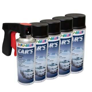 Spraypaint spraycan spraypaint Cars Dupli Color 385872 black matte 5 X 400 ml with Pistolgrip