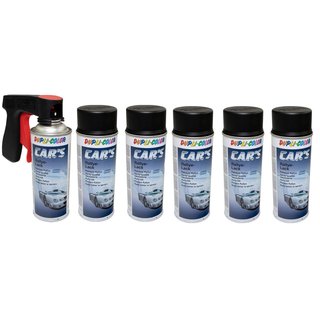 Spraypaint spraycan spraypaint Cars Dupli Color 385872 black matte 6 X 400 ml with Pistolgrip