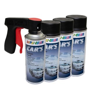Lackspray Spraydose Sprhlack Cars Dupli Color 652240 schwarz seidenmatt 4 X 400 ml mit Pistolengriff