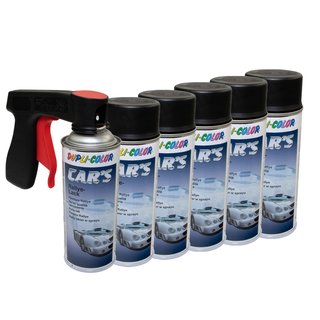 Lackspray Spraydose Sprhlack Cars Dupli Color 652240 schwarz seidenmatt 6 X 400 ml mit Pistolengriff