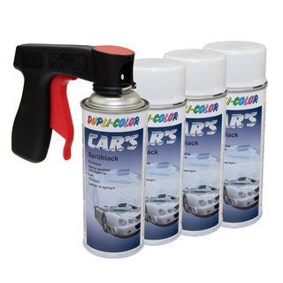 Spraypaint spraycan spraypaint Cars Dupli Color 385896 white glossy 4 X 400 ml with Pistolgrip