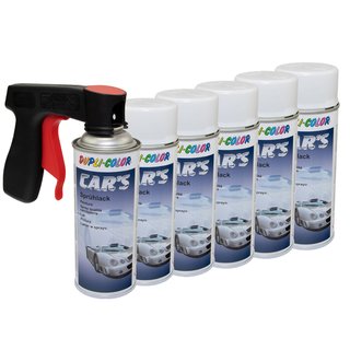 Spraypaint spraycan spraypaint Cars Dupli Color 385896 white glossy 6 X 400 ml with Pistolgrip