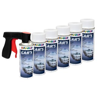 Spraypaint spraycan spraypaint Cars Dupli Color 651953 white matt 6 X 400 ml with Pistolgrip