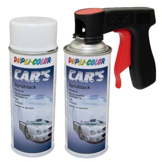 Lackspray Spraydose Sprhlack Cars Dupli Color 652233 weiss seidenmatt 2 X 400 ml mit Pistolengriff