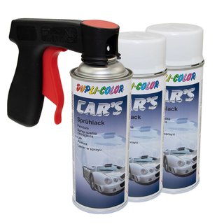 Lackspray Spraydose Sprhlack Cars Dupli Color 652233 weiss seidenmatt 3 X 400 ml mit Pistolengriff