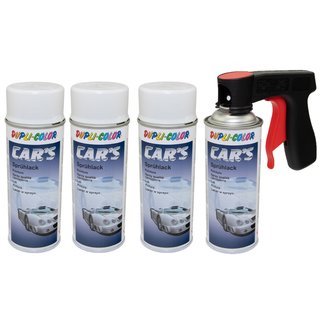 Spraypaint spraycan spraypaint Cars Dupli Color 652233 white satin 4 X 400 ml with Pistolgrip