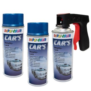 Lackspray Spraydose Sprhlack Cars Dupli Color 706837 blau azurblau metallic 3 X 400 ml mit Pistolengriff