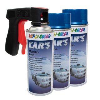 Spraypaint spraycan spraypaint Cars Dupli Color 706837 blue azureblue metallic 3 X 400 ml with Pistolgrip