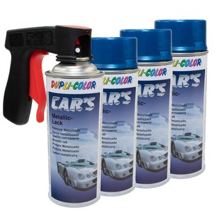 Lackspray Spraydose Sprhlack Cars Dupli Color 706837 blau azurblau metallic 4 X 400 ml mit Pistolengriff