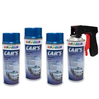 Lackspray Spraydose Sprhlack Cars Dupli Color 706837 blau azurblau metallic 4 X 400 ml mit Pistolengriff