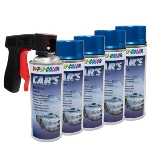 Lackspray Spraydose Sprhlack Cars Dupli Color 706837 blau azurblau metallic 5 X 400 ml mit Pistolengriff