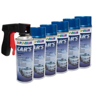 Lackspray Spraydose Sprhlack Cars Dupli Color 706837 blau azurblau metallic 6 X 400 ml mit Pistolengriff