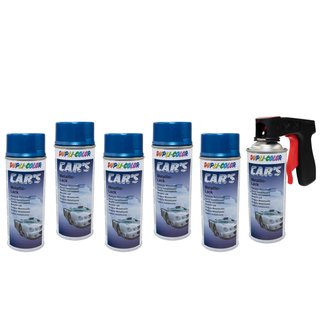 Lackspray Spraydose Sprhlack Cars Dupli Color 706837 blau azurblau metallic 6 X 400 ml mit Pistolengriff