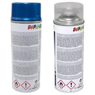 Lackspray Spraydose Cars Dupli Color 706837 blau azurblau metallic 400 ml + Klarlack 385858 400 ml