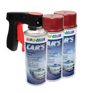 Lackspray Spraydose Sprhlack Cars Dupli Color 706868 rot metallic 3 X 400 ml mit Pistolengriff